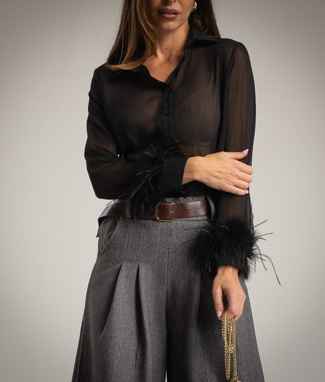 BLUZA MARABOU CUFFS