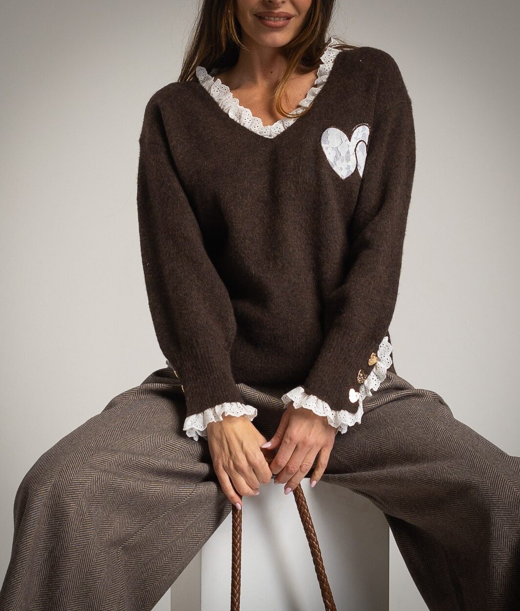 PULOVER BROWN LOVE